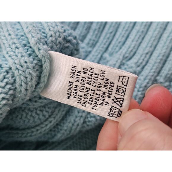 Lilly Pulitzer Cableknit Sweater Women's Size M Aqua Preppy - Picture 6 of 12